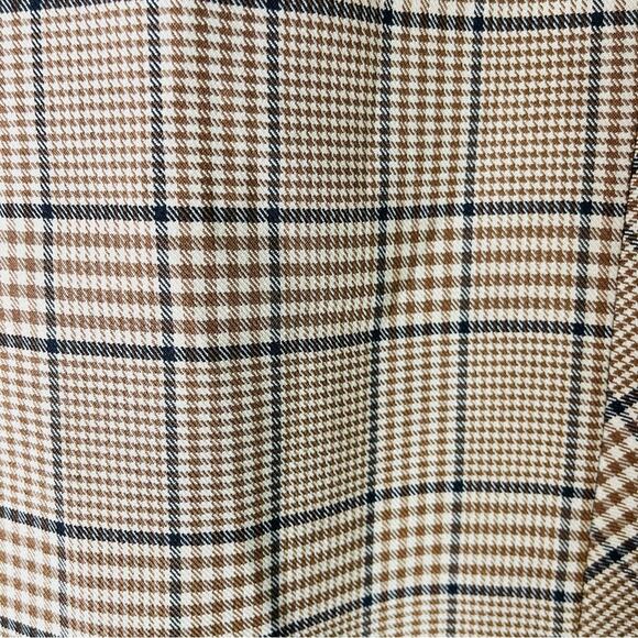 7th Avenue brown black tan plaid pleated ruffle preppy academia midi skirt 8 - Picture 4 of 7